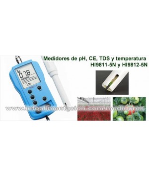HI9811-5N. Medidor de pH/CE/TDS/ºC (6000 uS, 3000 mg/L) (INCLUYE SONDA)