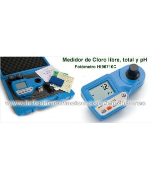 Medidor de cloro libre, cloro total y pH. Fotómetro HI 96710
