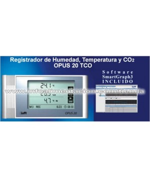 Registrador de humedad, temperatura y dióxido de carbono. SC-OPUS 20 TCO con PoE