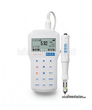 pHmetro portátil (pH/ mV/ Temp) impermeable, registro con salida USB, con cuchilla